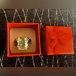 Green Fluorite and sterling silver size 10 ring.